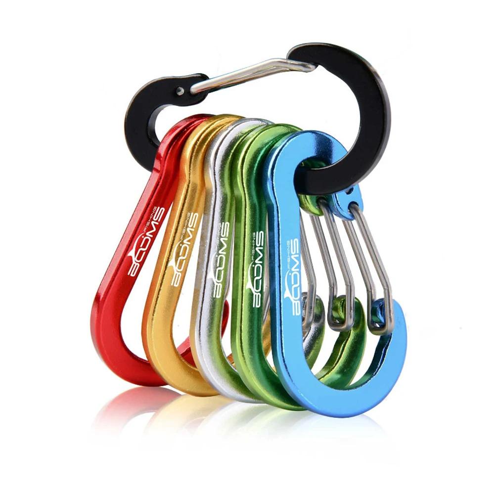6 Pieces 12 Pieces Outdoor Use Camping Multi-tool Carabiner Steel Small Carabiner Clip Fishing Accessories