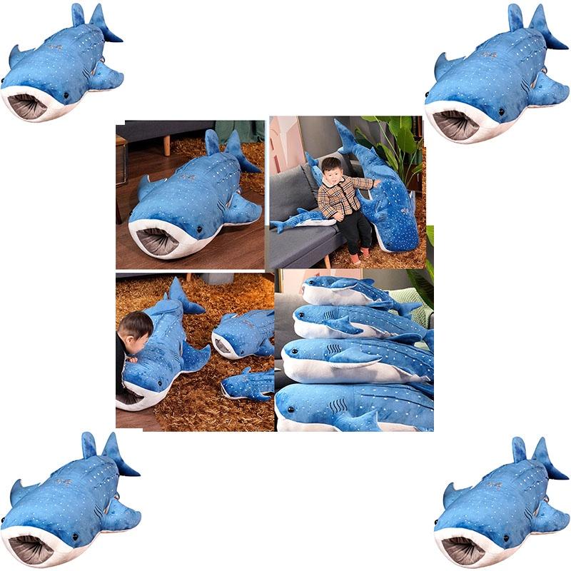 Большая плюшевая игрушка Синий кит Супермягкое чучело животного для детей Мультяшная подушка в виде акулы-кита