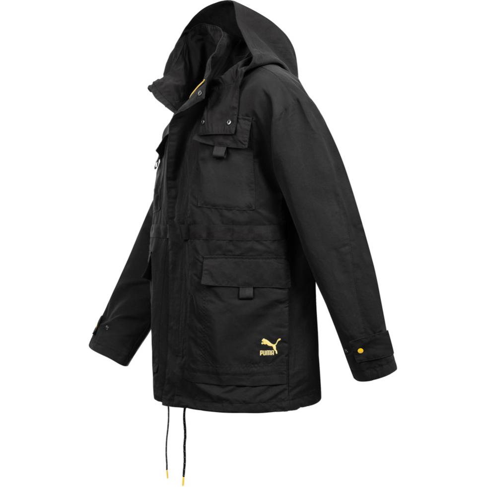 Puma Однотонная мужская куртка с передним карманом и воротником-стойкой, длинным рукавом, черная 598583-01