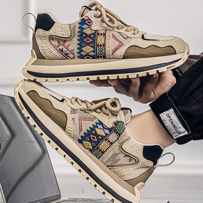 Весенне-осенняя мужская обувь, трендовая модная обувь с принтом и вышивкой, спортивная повседневная обувь, удобная толстая подошва