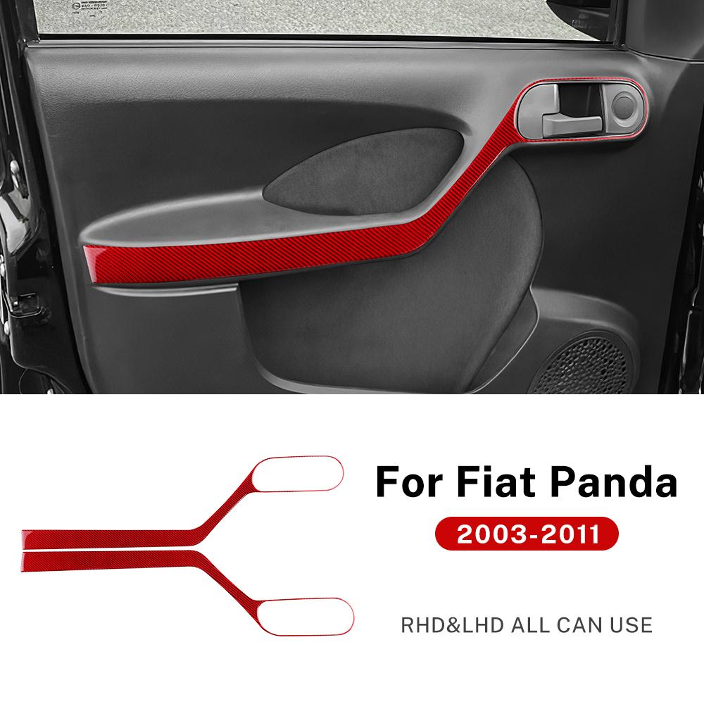 Carbon Fiber Interior Door Handle Pull Protective Cover For Fiat Panda 2003-2011 Car Stickers Frame Trim Decoration Accessories