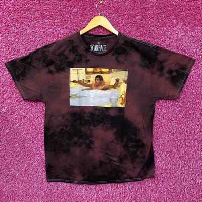 Футболка с tie-dye бордового цвета с Тони Монтаной из фильма «Лицо со шрамом»
