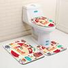 Рождественский коврик для ванной, туалетный трехпредметный набор