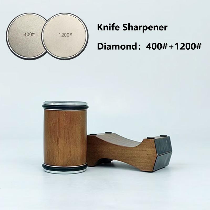 Профессиональная точилка для ножей с роликом - 4 регулируемых угла 12/15/18/20° Алмазный камень Деревянная основа Кухонный инструмент для заточки