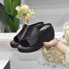 Women Sandals Women Slippers Black Wedge Platform Open Toe Women Orthopedics Thick Bottom Beach High Heels Slides