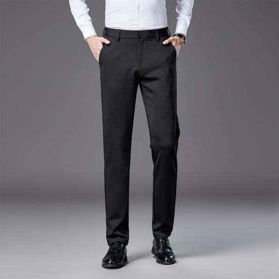 Мужские эластичные брюки для костюма, тонкие прямые брюки, не мнется, не глажка, деловые брюки для офиса, официальной одежды, свидания