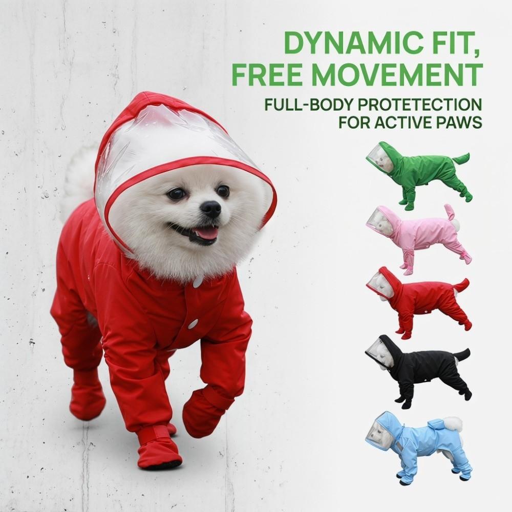 Waterproof Dog Raincoat Transparent Hood Pet Rain Jacket Rompers Cat Rainproof Pet Clothes  Pet Cat