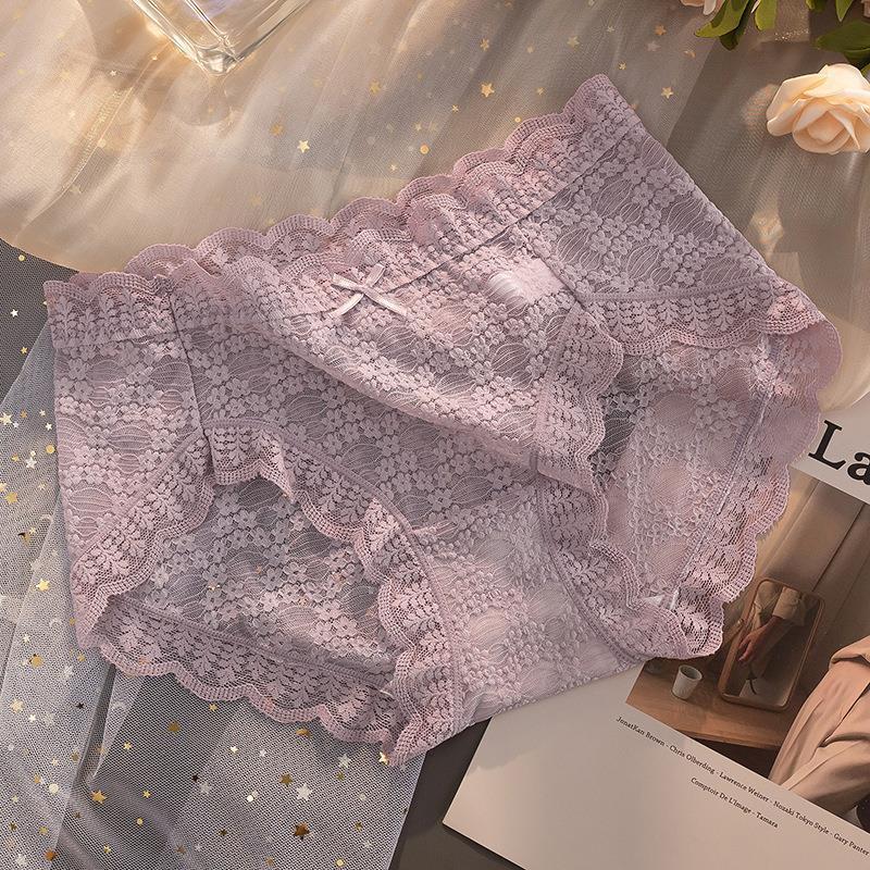 Нижнее белье со средней талией и кружевом для женщин, сексуальное бесшовное нижнее белье, тонкие очаровательные трусики