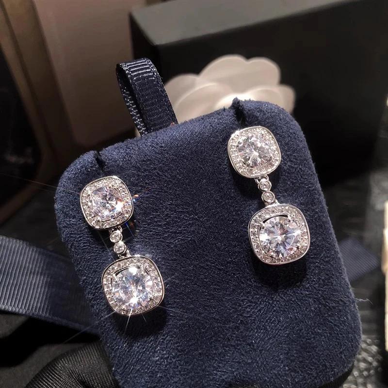 Эстетические серьги-подвески Huitan для женщин, блестящие кубические цирконии, аксессуары для ушей, модные подвески, свадебные украшения для помолвки