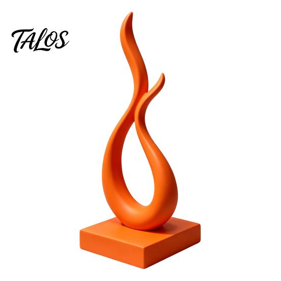 Minimalist Home Decor Accents Abstract Flame Sculpture, 3D Printed Modern Art Statue with Square Base, Eco Friendly Sculptures Elegant Curved Figurine