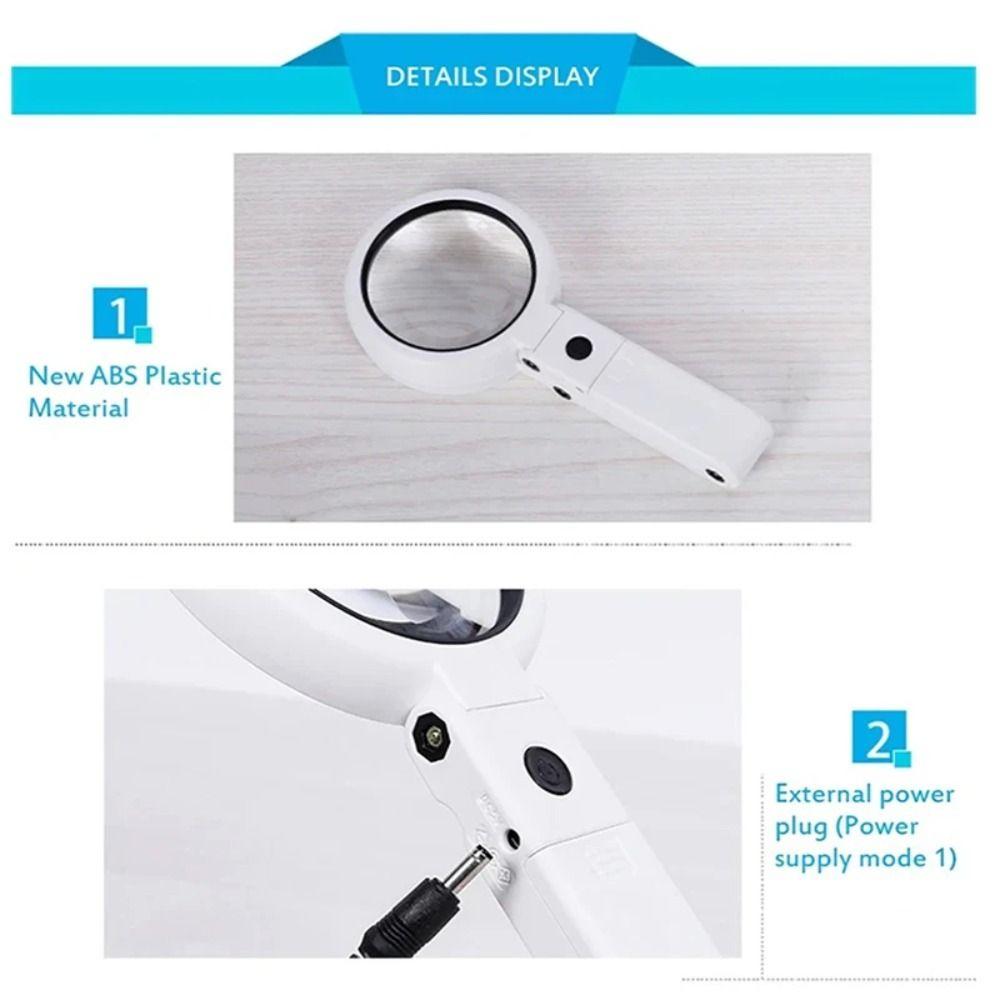 Light Magnifying Glass Stand Folding Lamp Illuminated Portable Magnifier  Reading