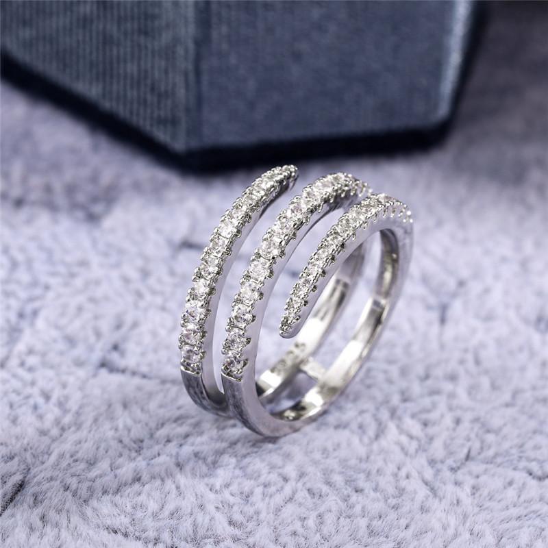CopperFashion Surround Shaped Finger Rings for Women Shiny Crystal CZ Stone Party Bridal Rings Statement Jewelry