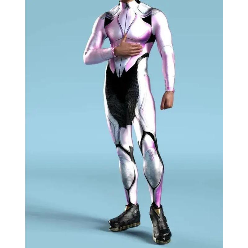 Креативный мужской комбинезон с нерегулярными линиями, 3D комбинезон в стиле киберпанк, боди на Хэллоуин, карнавальный костюм, комбинезон для выступлений, костюм зентай