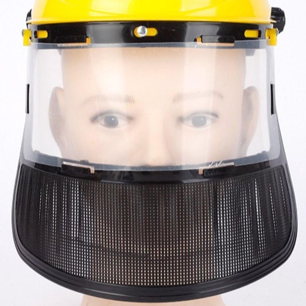 PVC Safety Helmet Hat Mesh Clear Face Shields Impact Resistant Protective Mask Garden