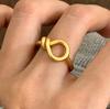Позолоченное 18K полым узлом Геометрическое Открытое Кольцо для Женщин Минималистичное Модное Мода Личность Аксессуары