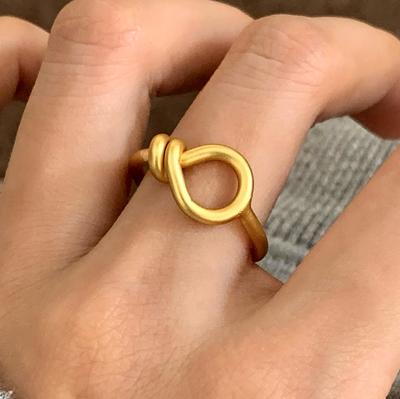 Позолоченное 18K полым узлом Геометрическое Открытое Кольцо для Женщин Минималистичное Модное Мода Личность Аксессуары