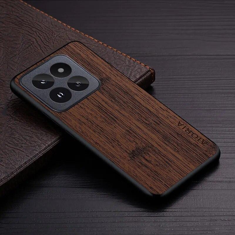 Чехол для Xiaomi 14 Pro Ultra 5G, чехол из бамбукового дерева с рисунком, кожаный роскошный чехол для xiaomi 14 pro, чехол