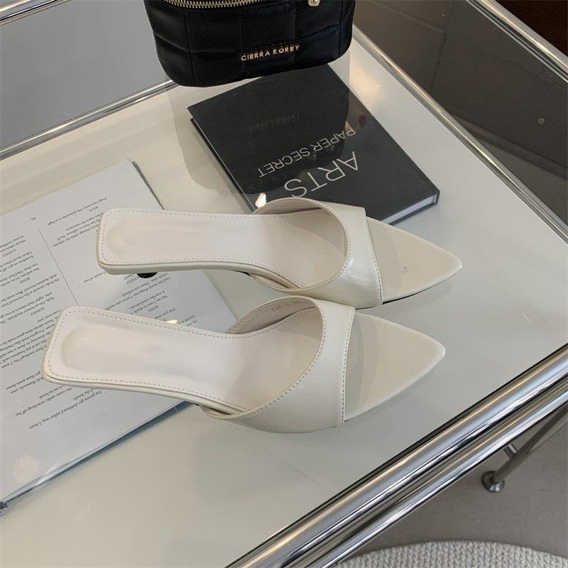 Pointed Fish Mouth Silver Fine Heels Cool Slippers Women's 2025 Summer New Trendy Niche Versatile High Heels