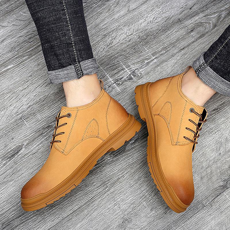 Новейшая обувь из натуральной кожи, модные мужские ботильоны, мужская брендовая обувь для активного отдыха, со шнуровкой и круглым носком, обувь для взрослых класса люкс, мужские ботинки