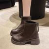 Новая корейская версия полусапог на толстом каблуке, короткие сапоги и корейская версия осенне-зимних рыцарских сапог, ботинки Мартина на толстой подошве для женщин