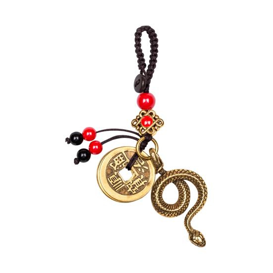 Брелок в стиле ретро в виде змеи, реалистичная резьба, кулон на удачу, китайский брелок на год змеи 2025, сумки, аксессуары для одежды