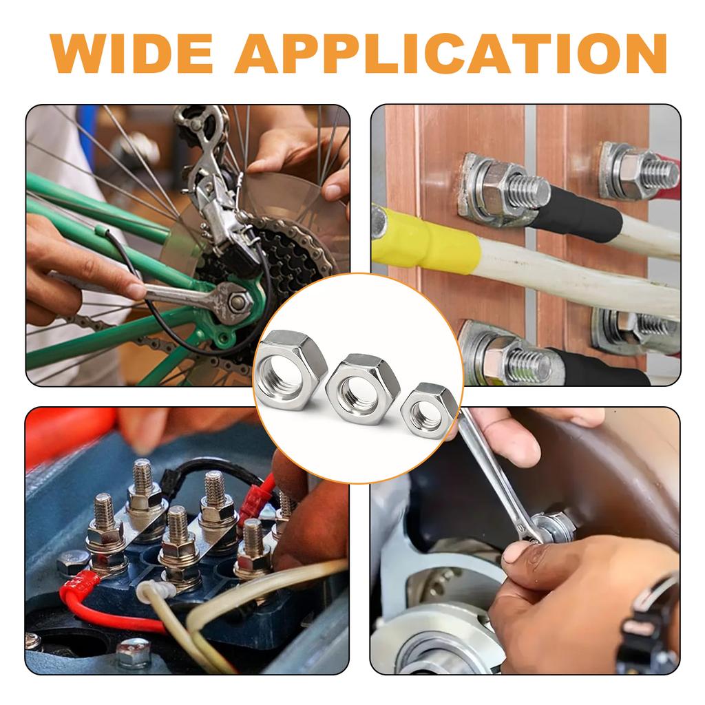 Metric Hexagon Nut Set, DIN M4 M5 M6 M8 M10 M12 Stainless Steel Hexagon Nuts 66 Pieces