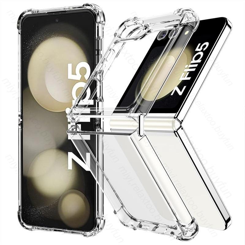 Чехол для Samsungs ZFlip 5 5G, прозрачный акриловый мягкий чехол из ТПУ для Samsung Galaxy Z Flip5 5G Flip 4 5g 2023, противоударный чехол с подушками безопасности