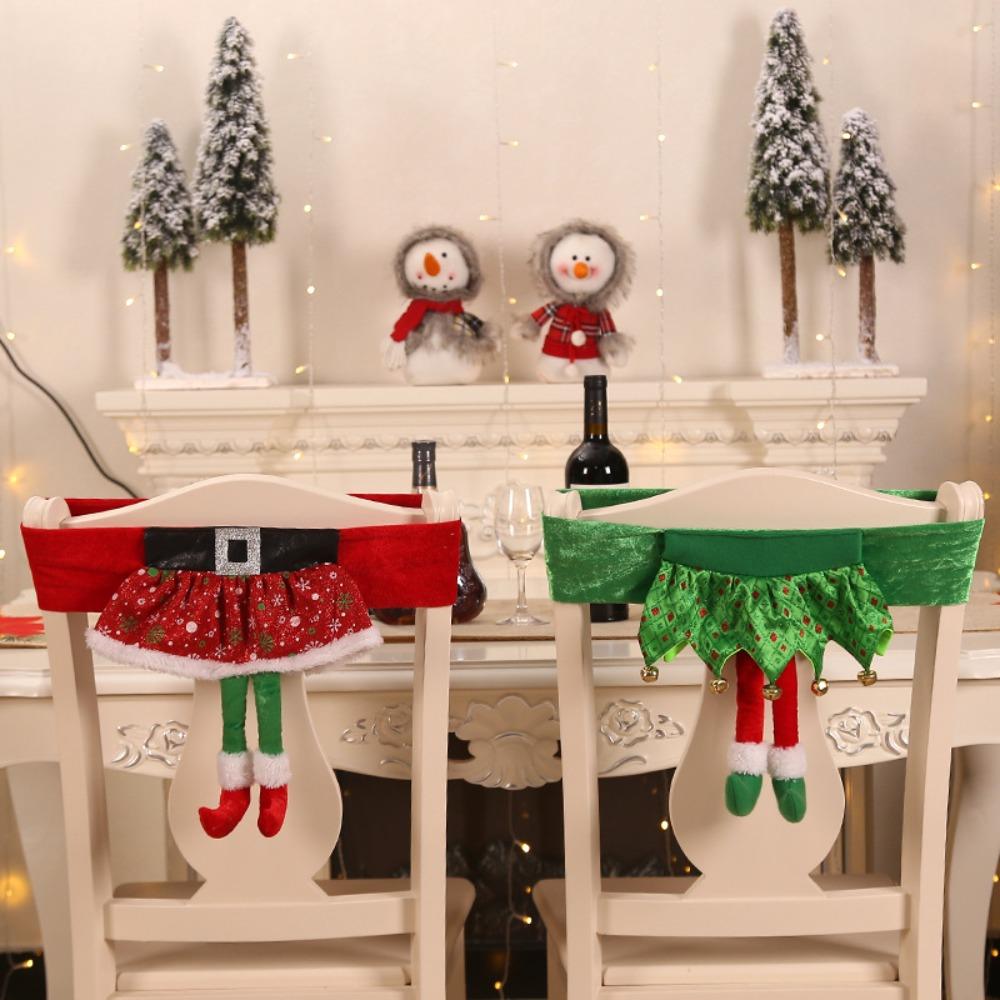 Cute Christmas Chair Cover Classic High Quality Elf Girl Skirt Chair Cover Flexible Elastic Chair Cover Home Decoration