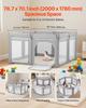 Baby Playpen, 2000 x 1780mm Extra Large Toddlers Playpen, Foldable Baby Fence Play Yard with Zippered Door & Soft Breathable Mesh, Indoor Outdoor