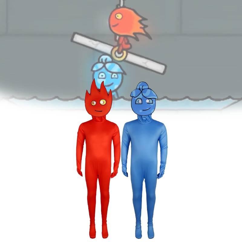 And Fireboy Watergirl Cosplay Costume Cartoon Jumpsuits Halloween Party Garment