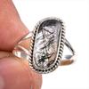 Natural Black Rutile Gemstone 925 Solid Sterling Silver Jewelry Ring Size 9 J7h64