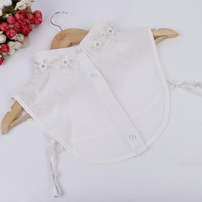 White Embroidery Fake Collar for Womens New Removable Fake Shirt Collar Classic Women Half Shirt Detachable Lace Collar