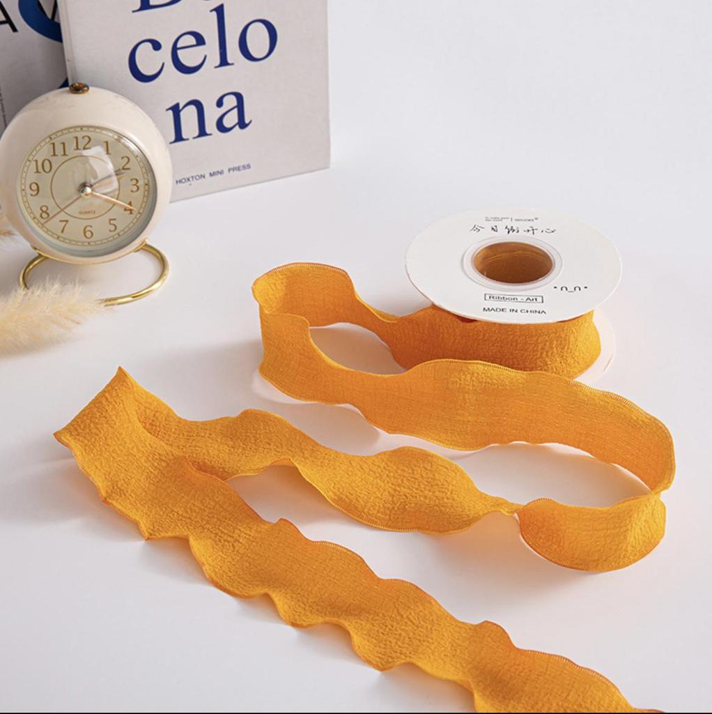 Лента-плиссе в виде листьев лотоса ручной работы длиной 4 см для самостоятельного изготовления цветов для торта и пряжи «рыбий хвост» для льняной упаковки