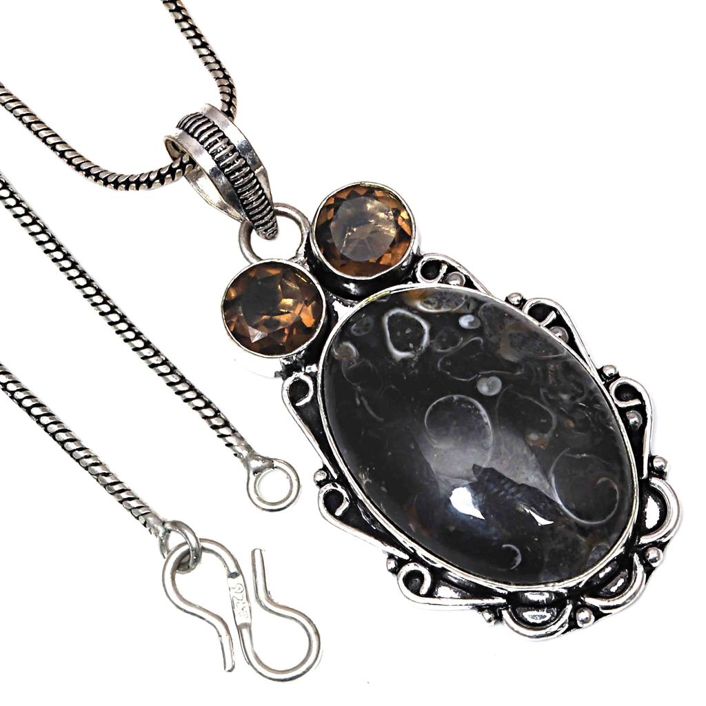 Подвеска Turtella Jasper Smoky Gemstone ко Дню святого Валентина, серебряное украшение 2,25 дюйма