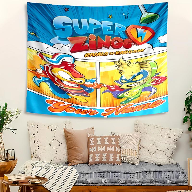 Personalized SuperZings Background Tapestry,Custom Name Birthday Party,Multifunctional Wall Decoration for Home Decor,Various Occasions