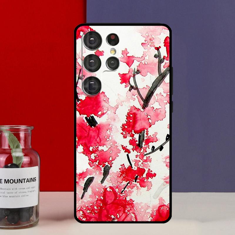 Цветочный чехол с вишневым цветением для Samsung Galaxy S25 Ultra S9 S10 S20 S21 FE S22 S23 Plus S24 Ultra
