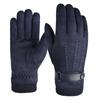 Suede Three Thread Gloves for Men To Keep Warm and Protect Against The Cold In Winter with Thickened Fleece and Touch Screen Motorcycle Gloves
