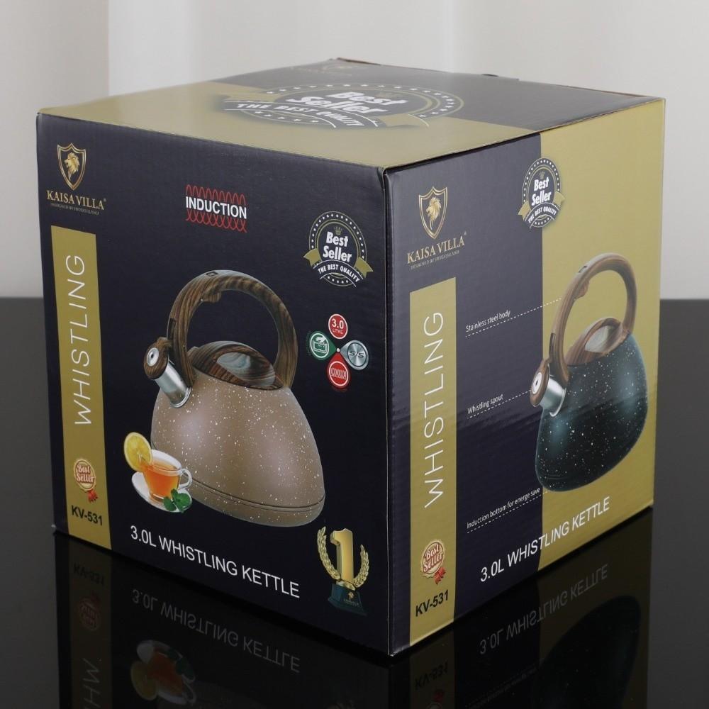 Wooden Handle Whistling Kettle 3L Gas Induction Cooker Kettle Durable Boiling Coffee Pot  Kitchen