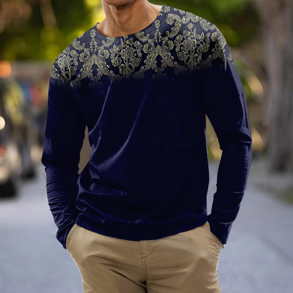 Муж. Футболка Графика Абстракция Шея Одежда Одежда На открытом воздухе Длинный рукав С принтом Модельер Винтаж