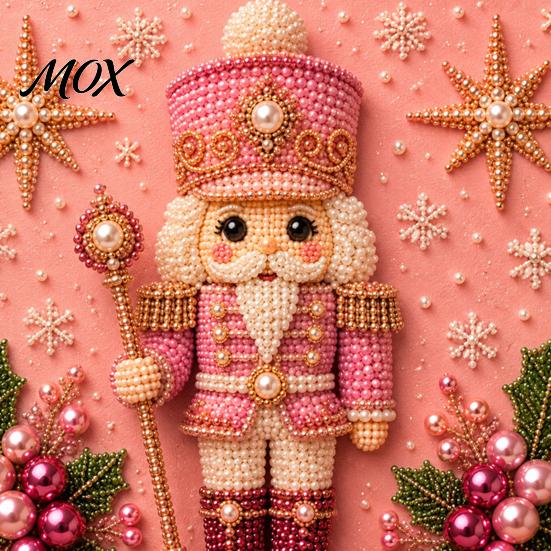 Educational Hands-on Toys Nutcracker Faux Pearl Art Kit, Painting DIY Kit with Pre-Framed Projects for Seniors Canvas, 3D Christmas Wall Craft Adults,