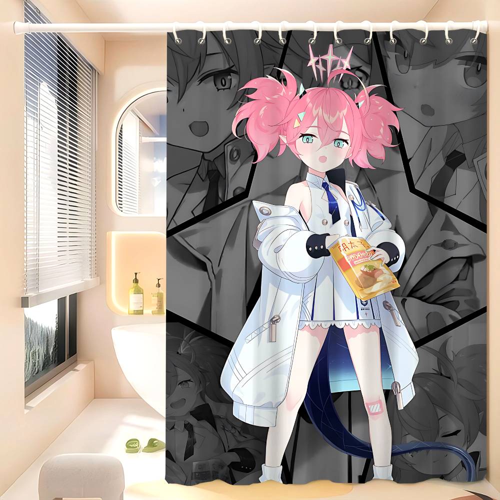 Game N-Nikke Waterproof Polyester Shower Curtain Waterproof Bathroom Curtain Liners 90X180Cm With 12 Hooks