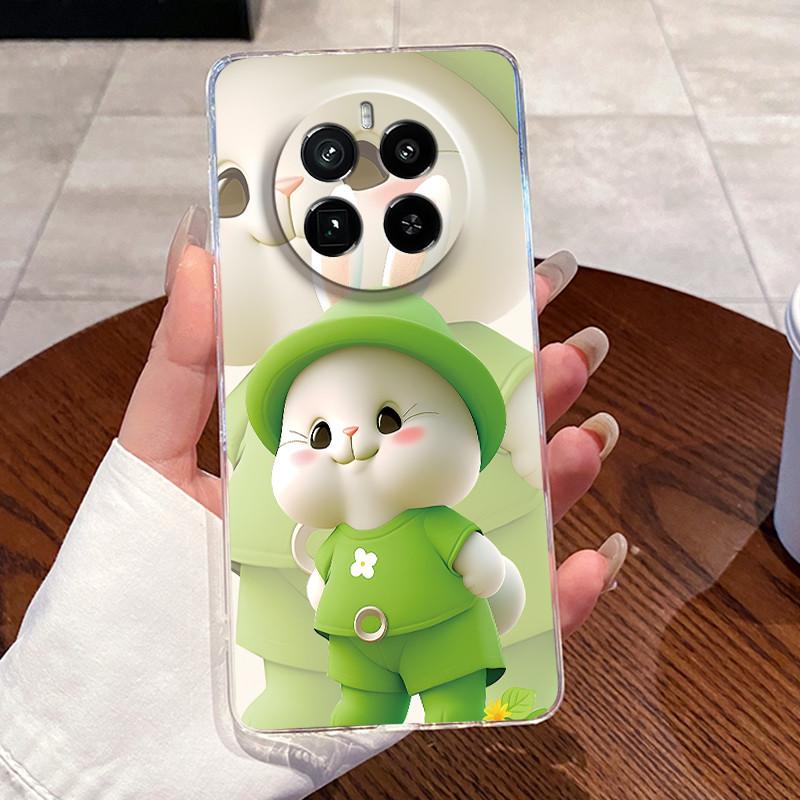 For Realme GT5 Pro Casing Clear Soft Silicone Love Heart Rabbit Cute Cartoon Back Cover for Realme GT 5 Pro 5G Phone Case Bumper