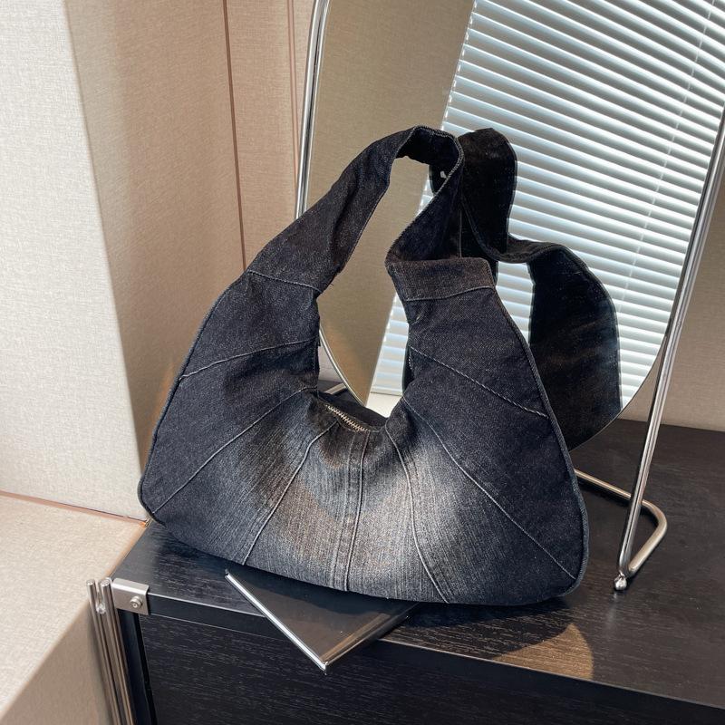 Vintage Denim Women Totes Brand Fashion Causal Shoulder Bag Large Capacity Female Shopper Hobo Armpit Bag CLE