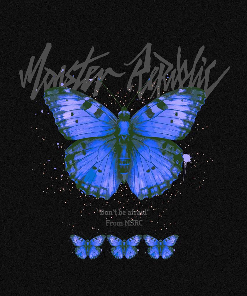 MONSTER REPUBLIC Butterfly Blue T-Shirt Black