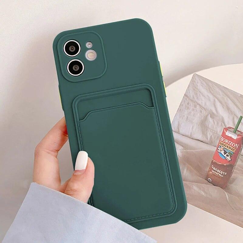 Soft Silicone Phone Case For iPhone 14 Pro Max Case iPhone 11 15 13 12 Pro Max XR XS 14 15 Plus 7 8 SE Wallet Card Holder Cover