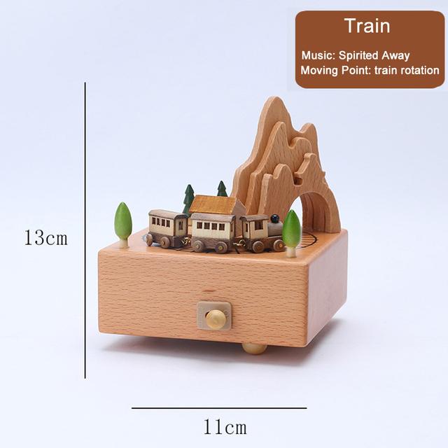 D2 Carousel Musical Box Wooden Music Box Wood Crafts Retro Birthday Gift Vintage Home Decoration Valentine's Day Gift Girlfriend