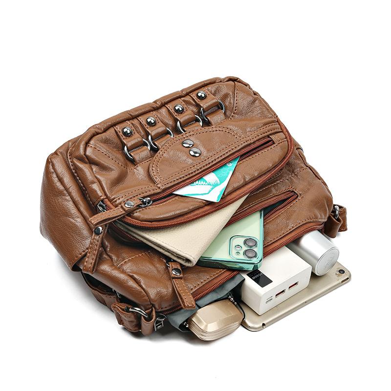 Женская сумка Сумка через плечо большой вместимости Сумка через плечо для среднего и пожилого возраста Маленькая квадратная сумка с несколькими карманами