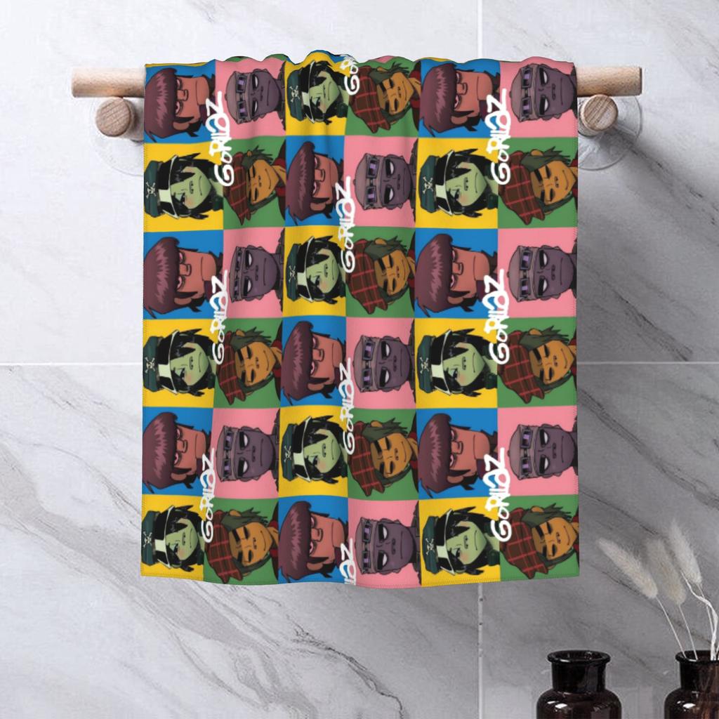 Gorillaz Virtual Band Music Soft Face Towel Quick Dry Pool Bath Cotton Towels Absorbent
