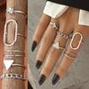 2023 Korean Simple Women Nightclub Ring Party Ring Geometric Carving Girl Student Ring Triangle Hollow Out Ring Set Combination