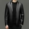 Autumn Leather Leather Jacket Men's Solid Color Lapel Sheepskin Jacket Men's Leather Blazer